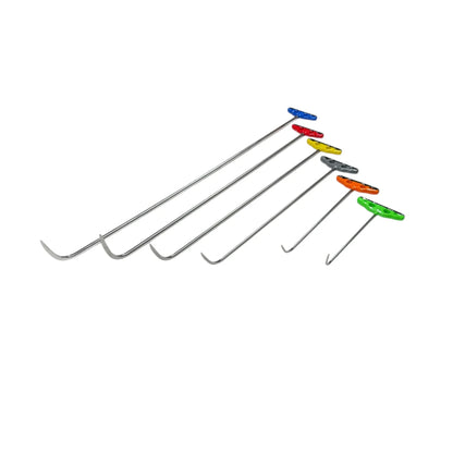 Elvora Edition 6-Piece Sharp Tip Single Bend White Steel PDR Tools – Paintless Dent Repair Rods InoxPDR