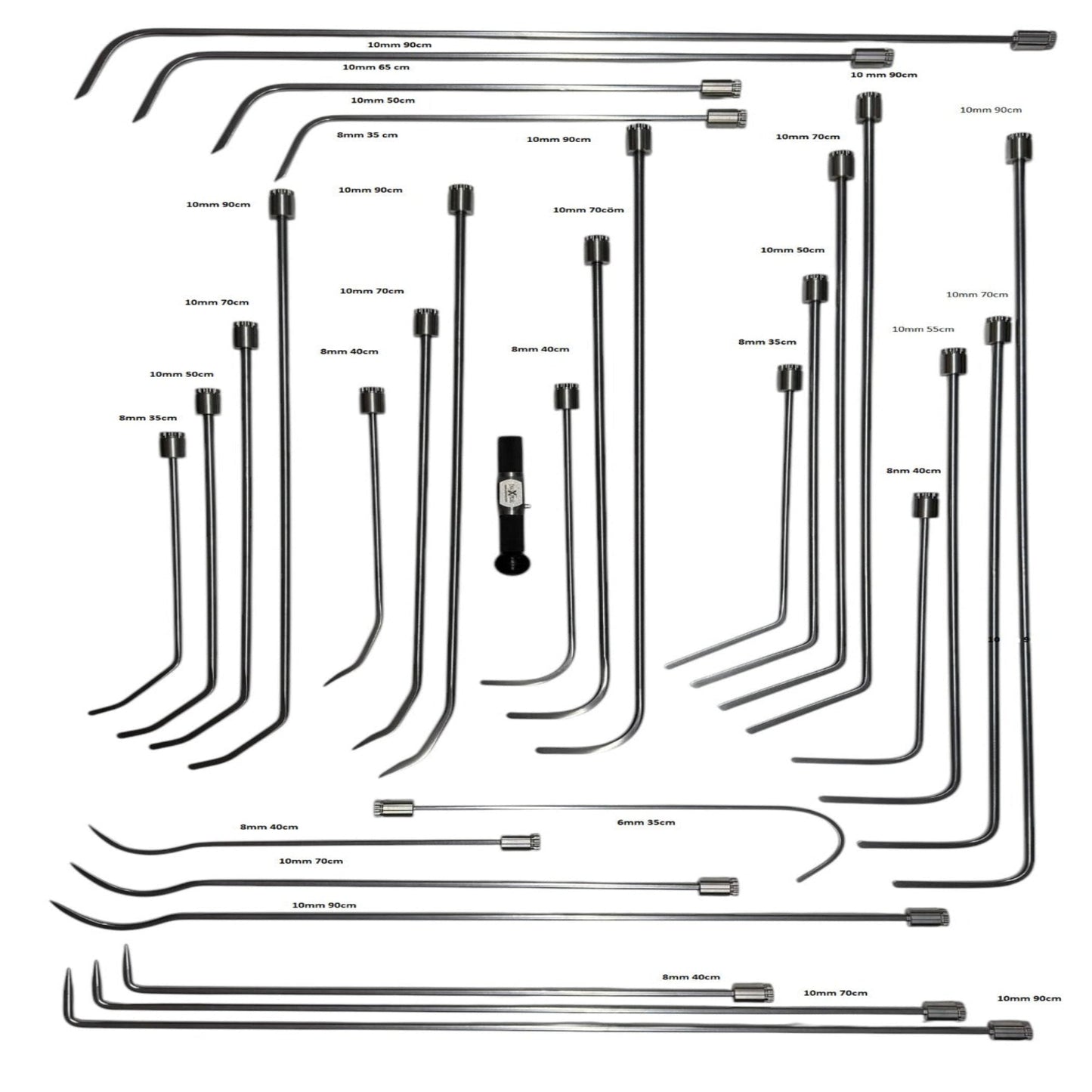 29 Pcs 360° Rotatable Paintless Dent Repair (PDR) Tools - Rust-Resistant Steel Dent Removal Rods - Tiran Edition InoxPDR